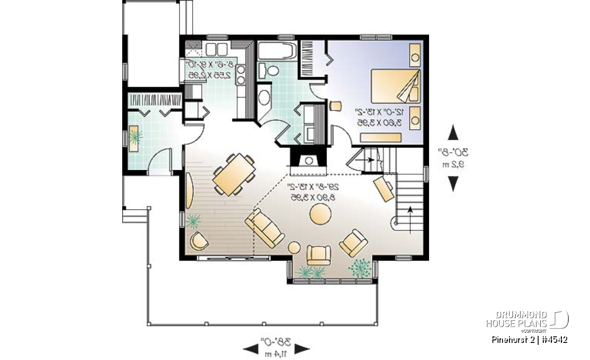 1st level - Modern rustic, panoramic view cottage design, 3 bedroom, cathedral ceiling, fireplace - Pinehurst 2