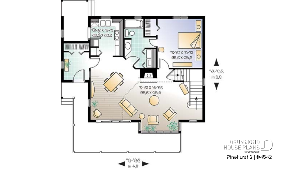 1st level - Modern rustic, panoramic view cottage design, 3 bedroom, cathedral ceiling, fireplace - Pinehurst 2