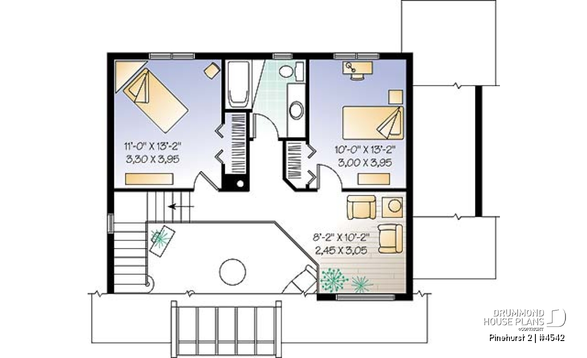 2nd level - Modern rustic, panoramic view cottage design, 3 bedroom, cathedral ceiling, fireplace - Pinehurst 2