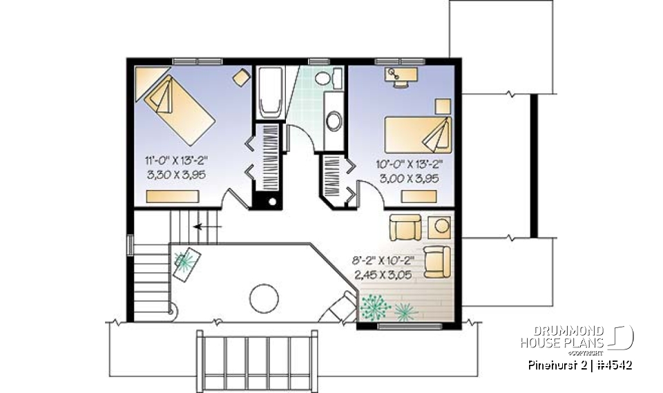 2nd level - Modern rustic, panoramic view cottage design, 3 bedroom, cathedral ceiling, fireplace - Pinehurst 2