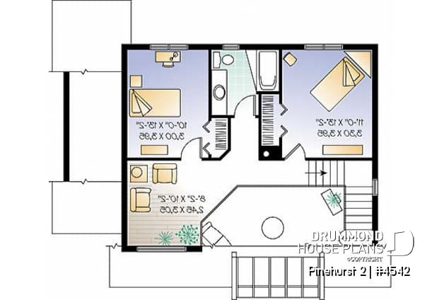 2nd level - Modern rustic, panoramic view cottage design, 3 bedroom, cathedral ceiling, fireplace - Pinehurst 2