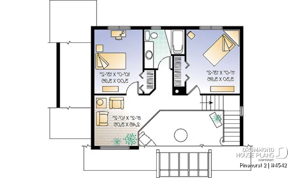 2nd level - Modern rustic, panoramic view cottage design, 3 bedroom, cathedral ceiling, fireplace - Pinehurst 2