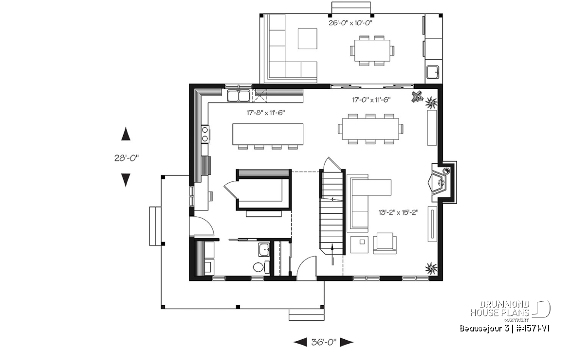 1st level - Country cottage, 3 bedrooms, large kitchen  island, planning desk, pantry, outdoor kitchen, large covered deck - Beausejour 3
