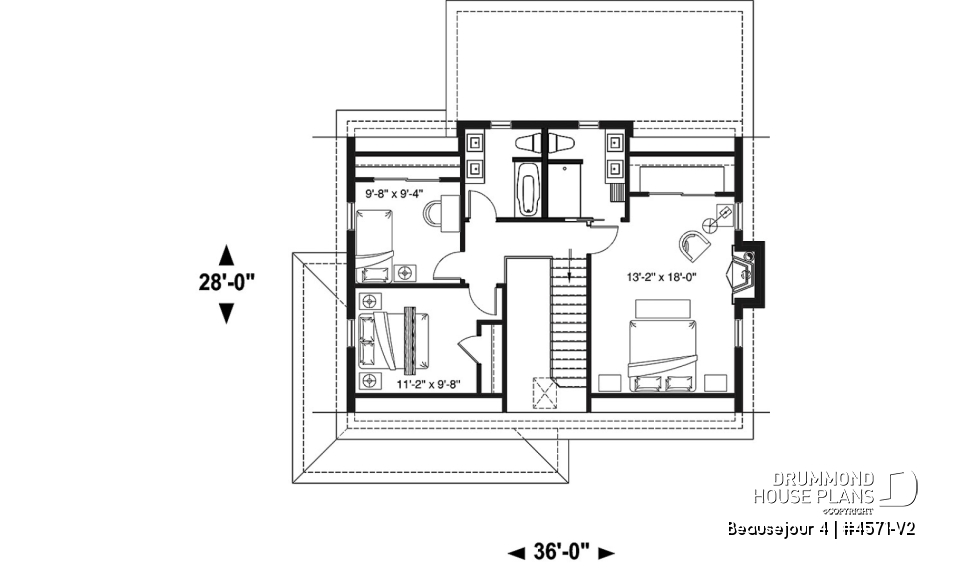 2nd level - Country american home with 3 bedrooms, 2.5 bathrooms, open concept with fireplace, large covered deck - Beausejour 4