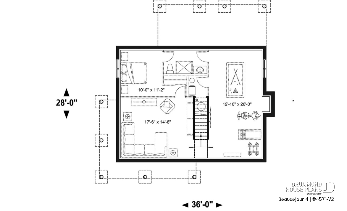 Basement - Country american home with 3 bedrooms, 2.5 bathrooms, open concept with fireplace, large covered deck - Beausejour 4