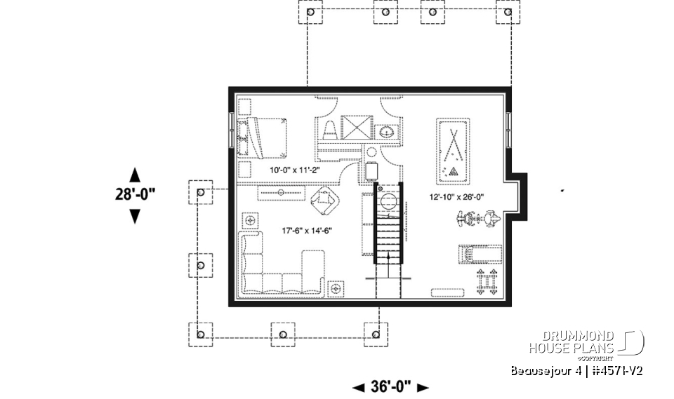 Basement - Country american home with 3 bedrooms, 2.5 bathrooms, open concept with fireplace, large covered deck - Beausejour 4