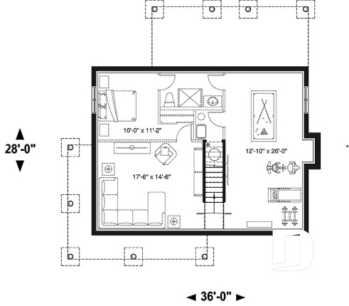 Basement - Country american home with 3 bedrooms, 2.5 bathrooms, open concept with fireplace, large covered deck - Beausejour 4