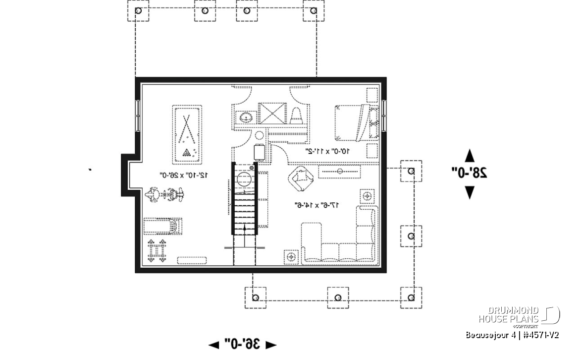 Basement - Country american home with 3 bedrooms, 2.5 bathrooms, open concept with fireplace, large covered deck - Beausejour 4