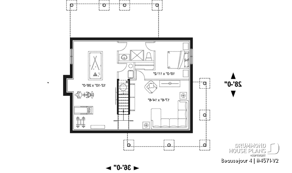 Basement - Country american home with 3 bedrooms, 2.5 bathrooms, open concept with fireplace, large covered deck - Beausejour 4