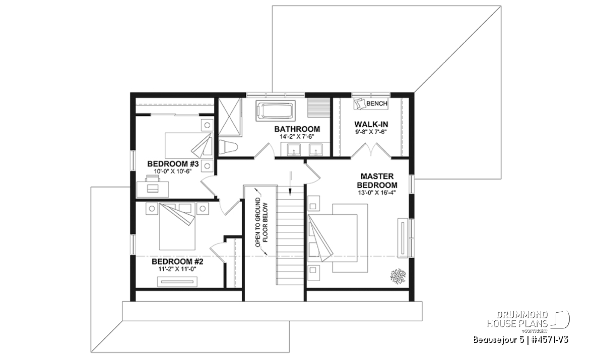 2nd level - Farmhouse with up to 5 bedrooms, great covered rear deck, perfect family home plan, optional finished basement - Beausejour 5