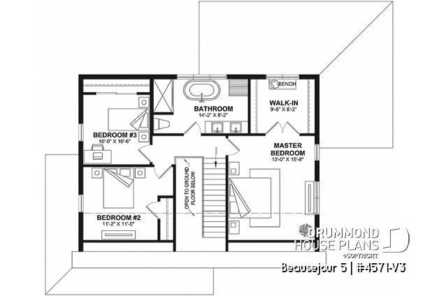 2nd level - Farmhouse with 5 bedrooms, 2 living rooms, great covered rear deck, perfect family home plan - Beausejour 5