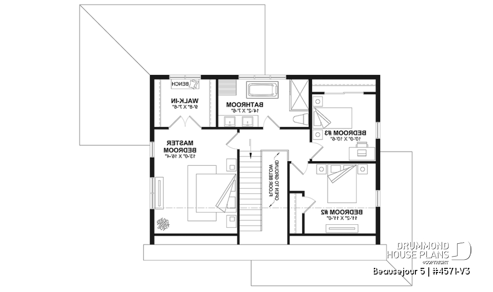 2nd level - Farmhouse with up to 5 bedrooms, great covered rear deck, perfect family home plan, optional finished basement - Beausejour 5