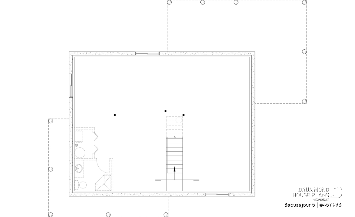 Unfinished basement - Farmhouse with up to 5 bedrooms, great covered rear deck, perfect family home plan, optional finished basement - Beausejour 5