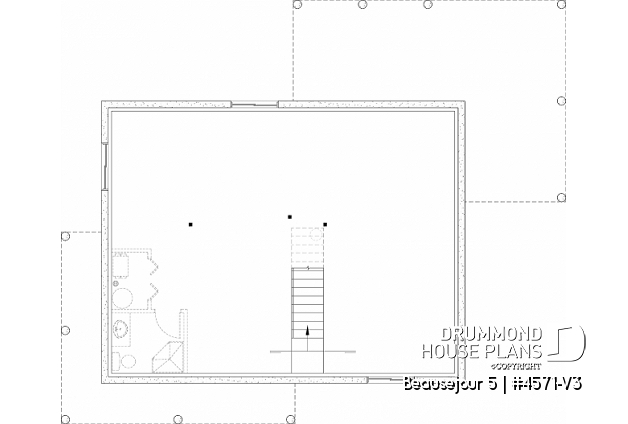 Unfinished basement - Farmhouse with up to 5 bedrooms, great covered rear deck, perfect family home plan, optional finished basement - Beausejour 5