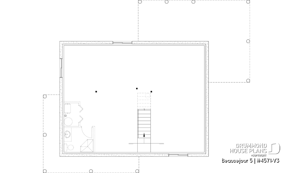 Unfinished basement - Farmhouse with up to 5 bedrooms, great covered rear deck, perfect family home plan, optional finished basement - Beausejour 5