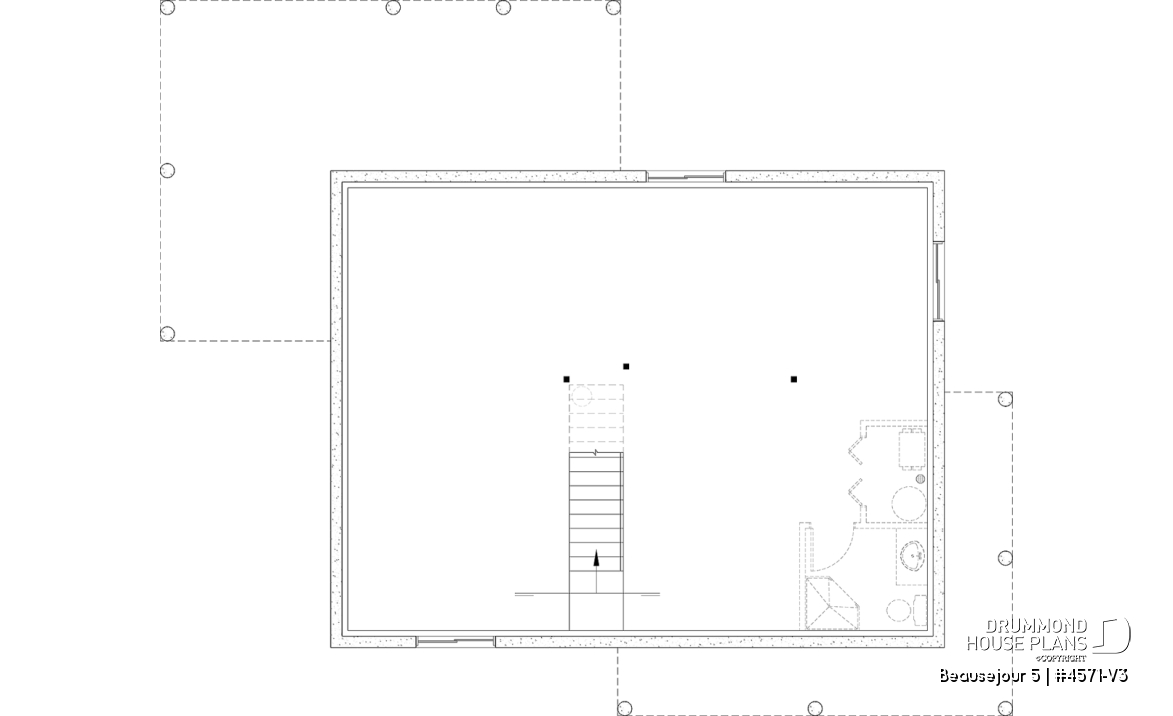 Unfinished basement - Farmhouse with up to 5 bedrooms, great covered rear deck, perfect family home plan, optional finished basement - Beausejour 5