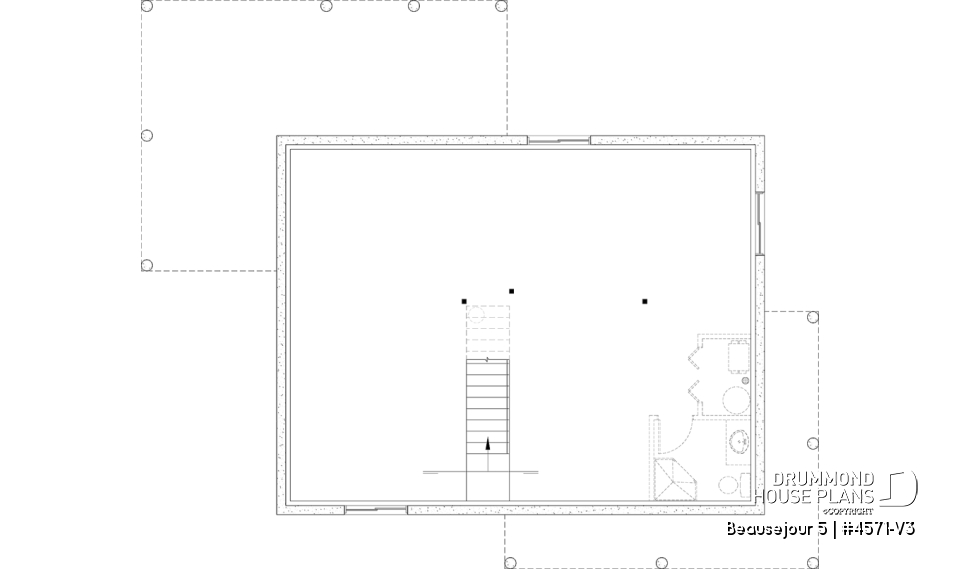 Unfinished basement - Farmhouse with up to 5 bedrooms, great covered rear deck, perfect family home plan, optional finished basement - Beausejour 5