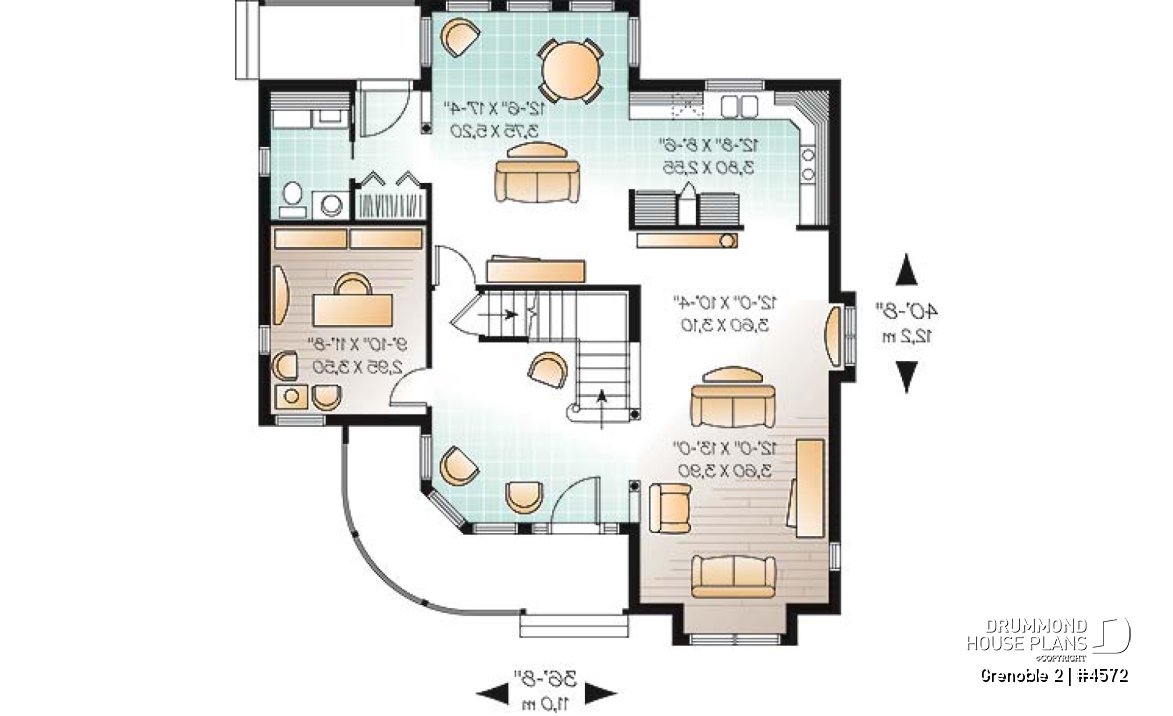1st level - Victorian house plan with home office, breakfast nook and 3 bedrooms - Grenoble 2