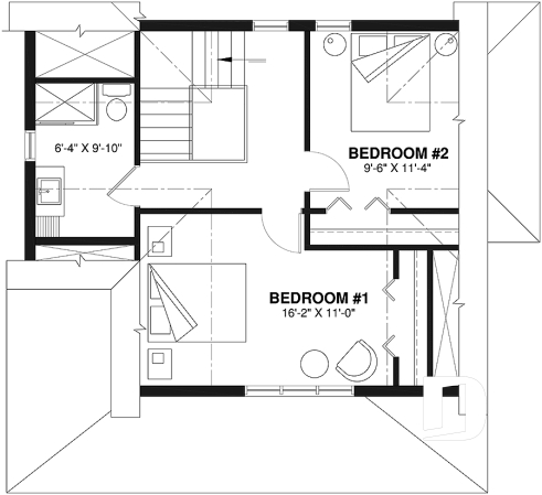 2nd level - 2 bedroom cottage house plan with great front porch - Shawnigan