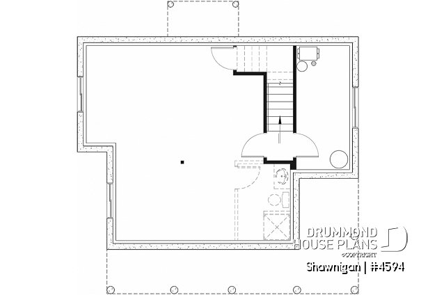 Basement - 2 bedroom cottage house plan with great front porch - Shawnigan