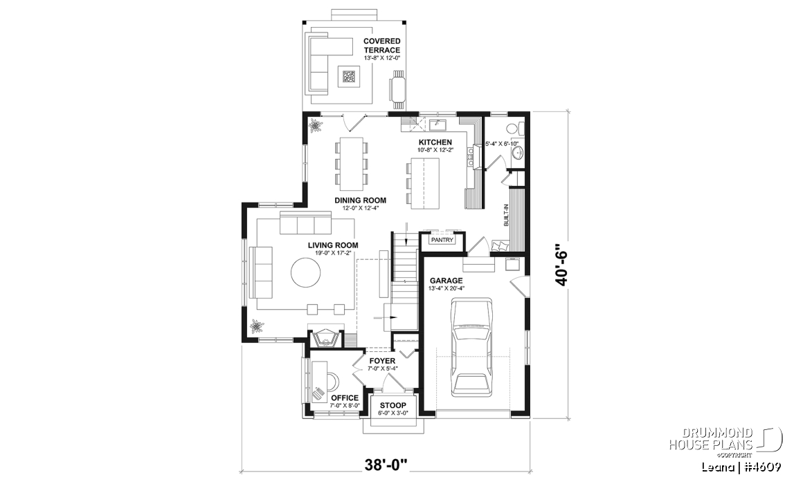 1st level - House with garage, 3 bedrooms + office, master suite upstairs, wood fireplace and single garage - Leana