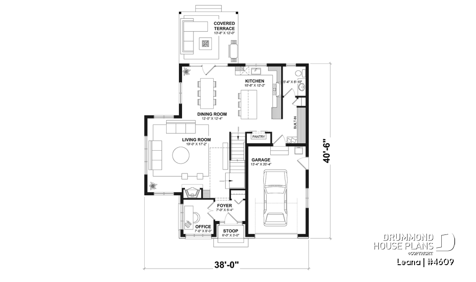 1st level - House with garage, 3 bedrooms + office, master suite upstairs, wood fireplace and single garage - Leana