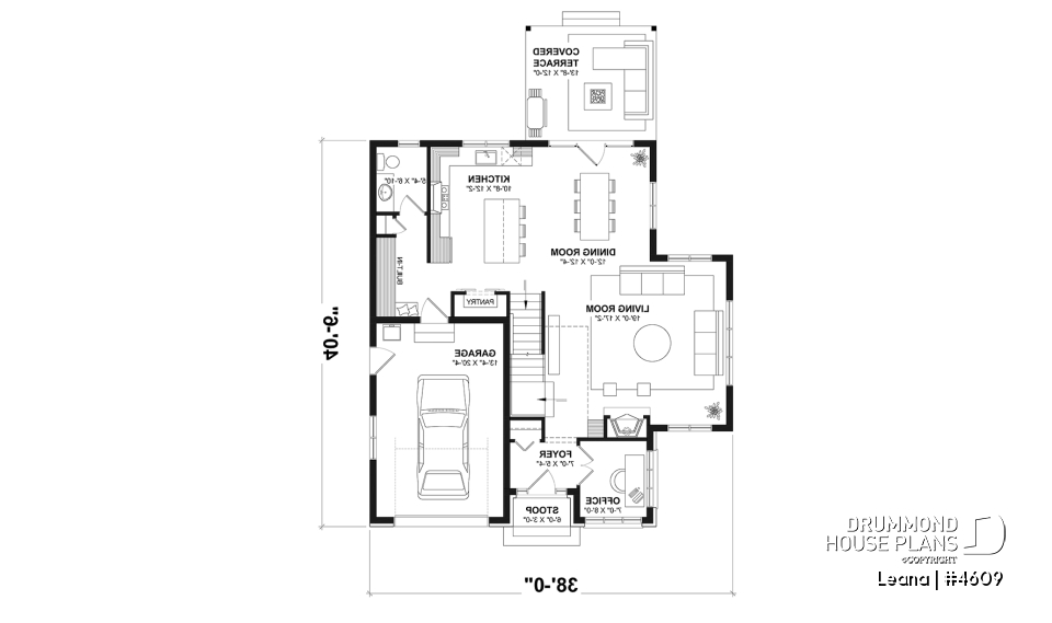 1st level - House with garage, 3 bedrooms + office, master suite upstairs, wood fireplace and single garage - Leana