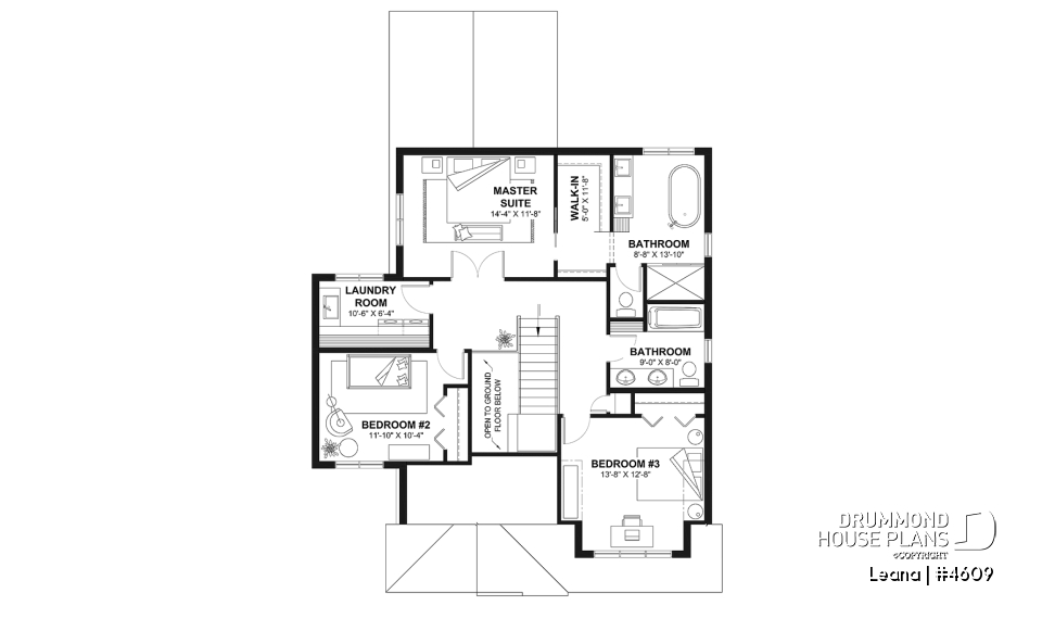 2nd level - House with garage, 3 bedrooms + office, master suite upstairs, wood fireplace and single garage - Leana