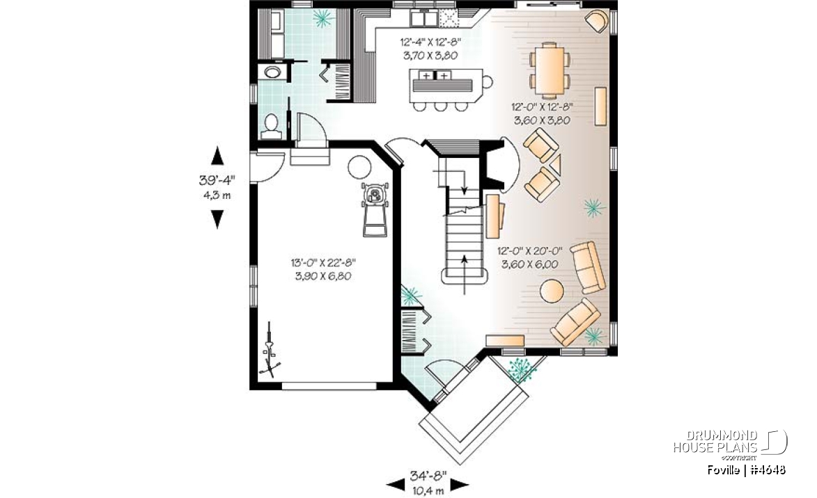 1st level - Modern 2-storey house plan with open floor plan concept - Foville