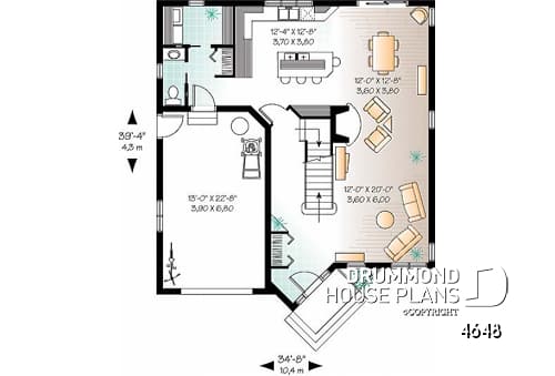1st level - Modern 2-storey house plan with open floor plan concept - Foville