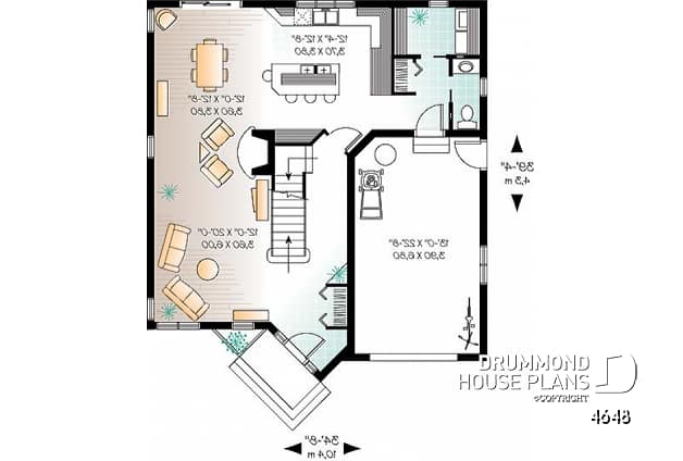 1st level - Modern 2-storey house plan with open floor plan concept - Foville