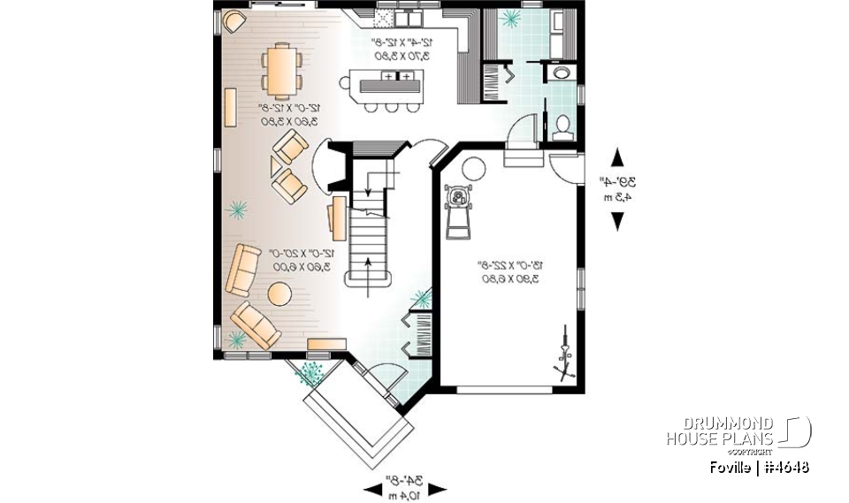1st level - Modern 2-storey house plan with open floor plan concept - Foville