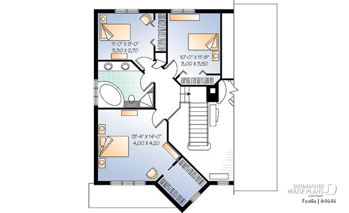 2nd level - Modern 2-storey house plan with open floor plan concept - Foville
