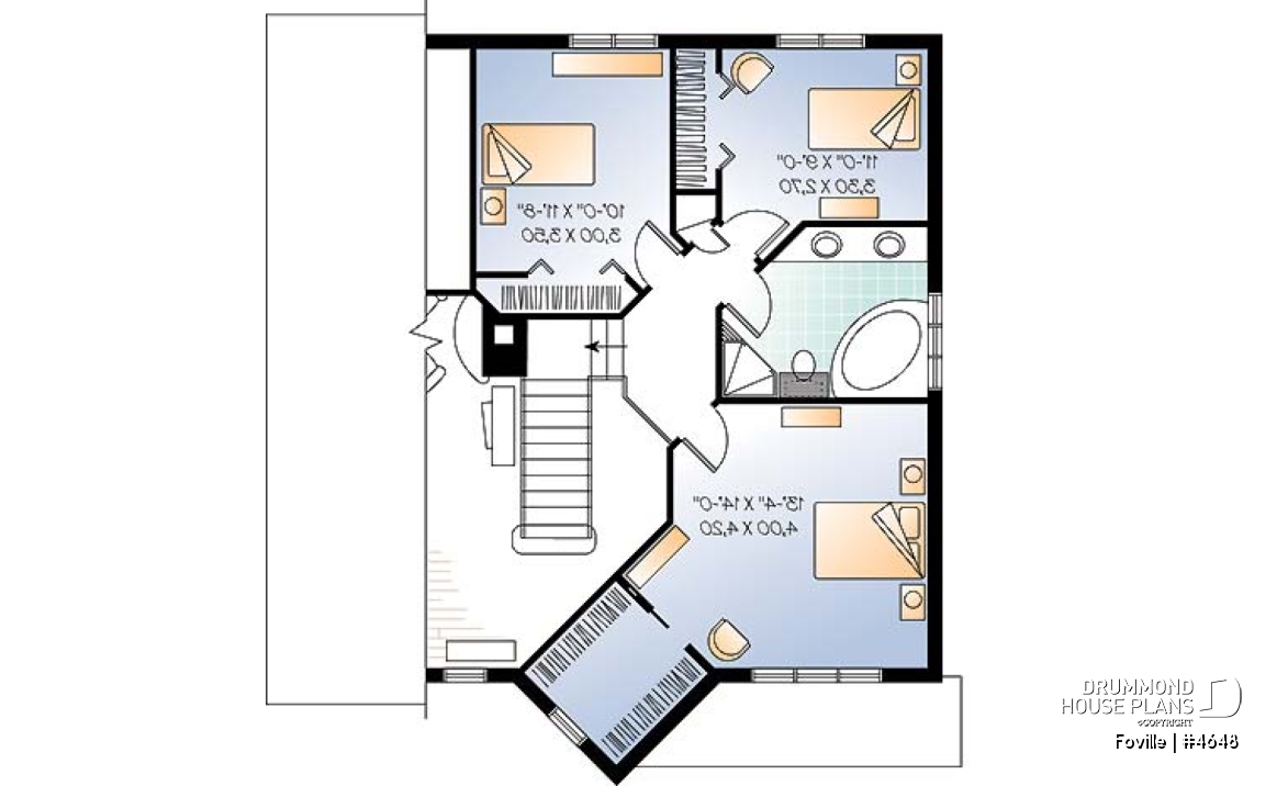 2nd level - Modern 2-storey house plan with open floor plan concept - Foville