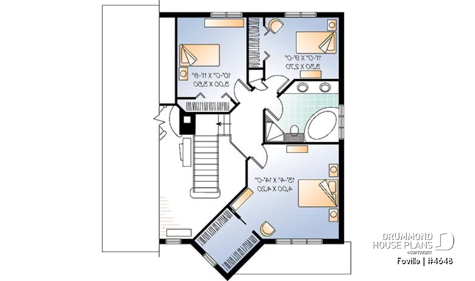 2nd level - Modern 2-storey house plan with open floor plan concept - Foville