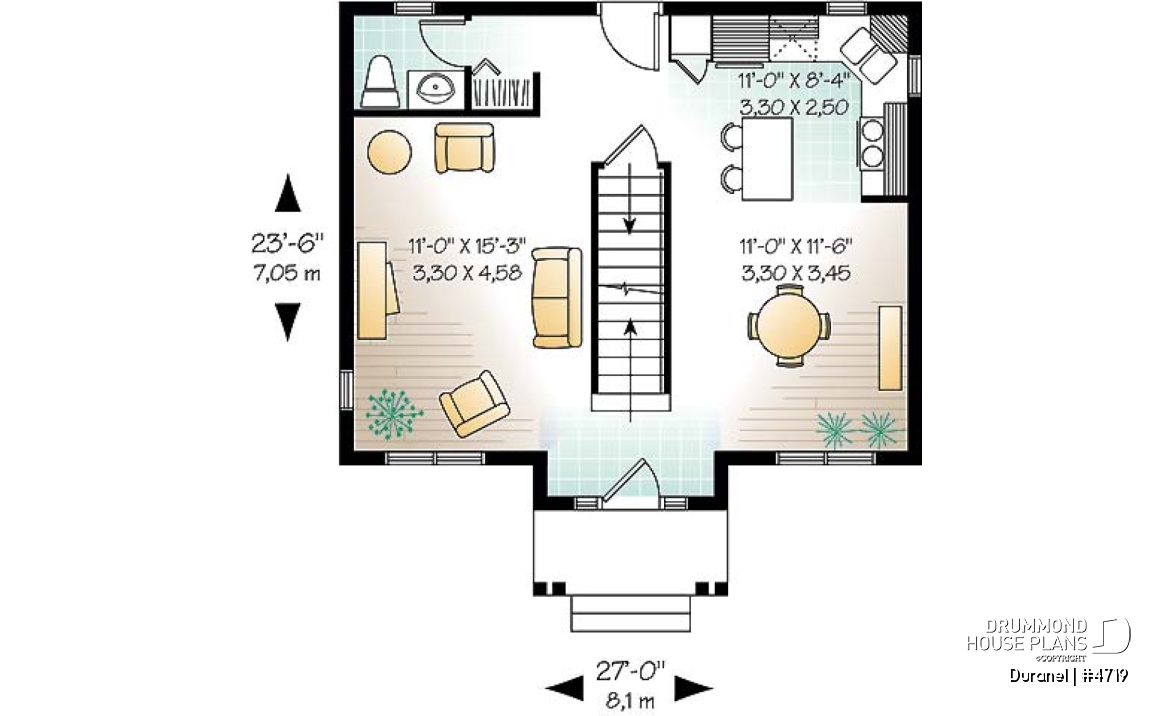1st level - 2-story budget-friendly home plan. 2 bedrooms with walk-in closets, upstairs laundry room, kitchen wi/ island - Duranel