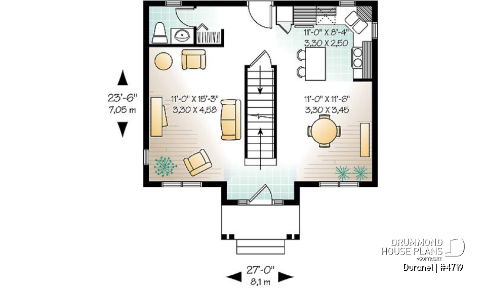 1st level - 2-story budget-friendly home plan. 2 bedrooms with walk-in closets, upstairs laundry room, kitchen wi/ island - Duranel