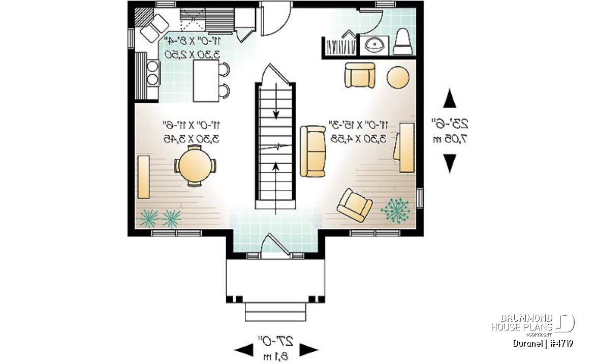 1st level - 2-story budget-friendly home plan. 2 bedrooms with walk-in closets, upstairs laundry room, kitchen wi/ island - Duranel