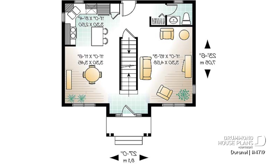 1st level - 2-story budget-friendly home plan. 2 bedrooms with walk-in closets, upstairs laundry room, kitchen wi/ island - Duranel