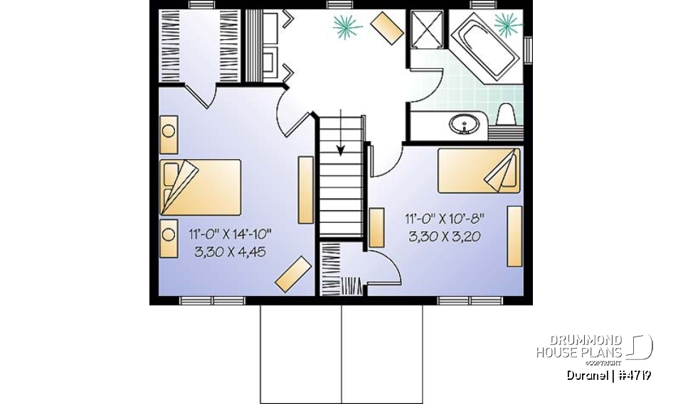2nd level - 2-story budget-friendly home plan. 2 bedrooms with walk-in closets, upstairs laundry room, kitchen wi/ island - Duranel