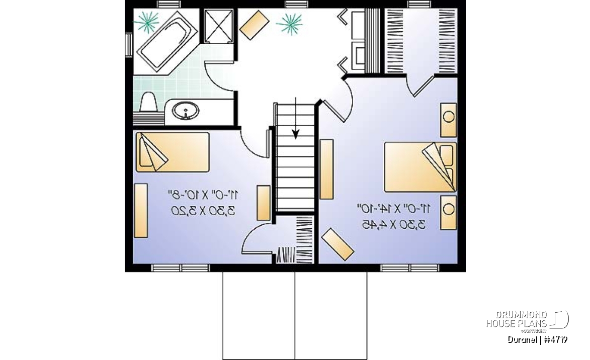 2nd level - 2-story budget-friendly home plan. 2 bedrooms with walk-in closets, upstairs laundry room, kitchen wi/ island - Duranel