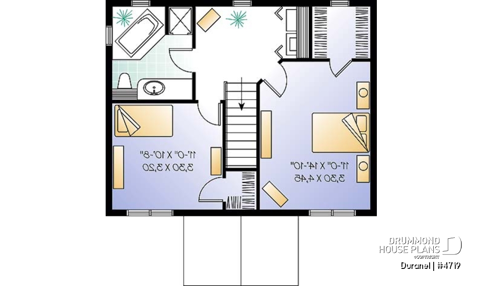 2nd level - 2-story budget-friendly home plan. 2 bedrooms with walk-in closets, upstairs laundry room, kitchen wi/ island - Duranel