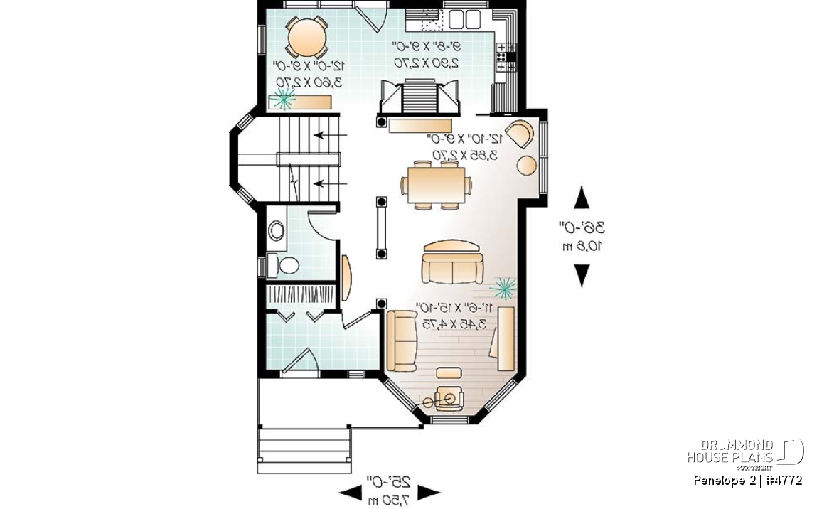 1st level - Victorian inspired 2 storey-house plan with 3 bedrooms - Penelope 2