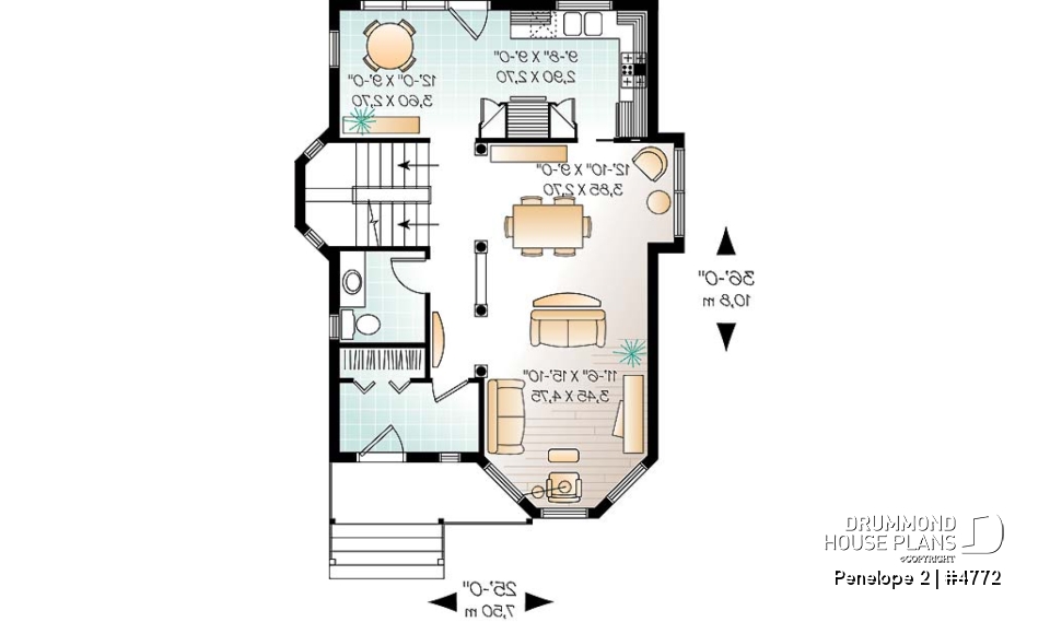 1st level - Victorian inspired 2 storey-house plan with 3 bedrooms - Penelope 2