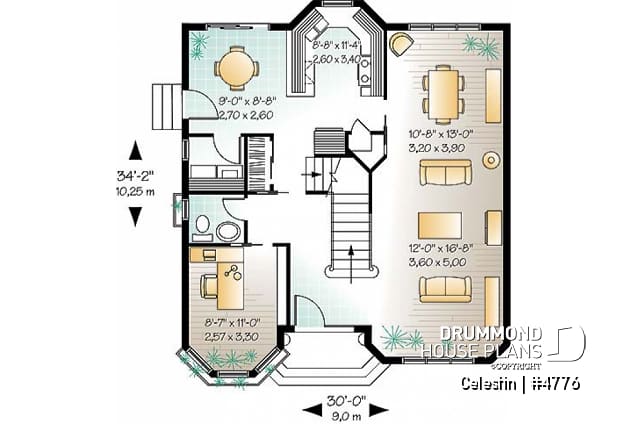 1st level - Victorian house plan with 4 bedrooms, home office, pantry, breakfast nook, garage version available! - Celestin