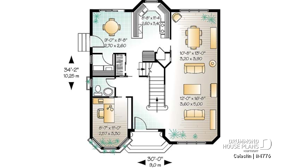 1st level - Victorian house plan with 4 bedrooms, home office, pantry, breakfast nook, garage version available! - Celestin