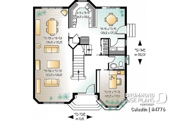 1st level - Victorian house plan with 4 bedrooms, home office, pantry, breakfast nook, garage version available! - Celestin