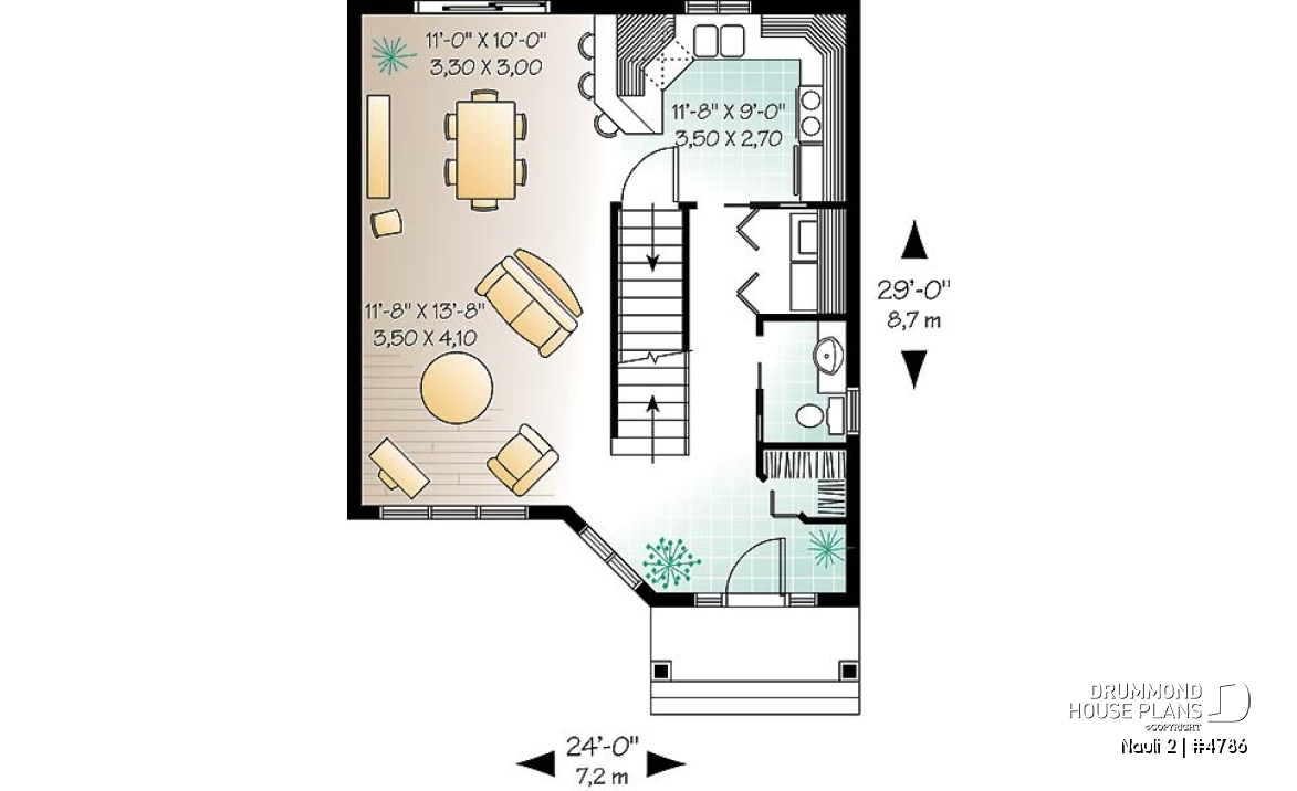 1st level - 2-storey house plan with 3 bedrooms, budget friendly home, open floor plan concept - Nauli 2