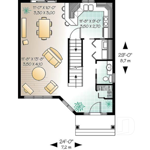 1st level - 2-storey house plan with 3 bedrooms, budget friendly home, open floor plan concept - Nauli 2