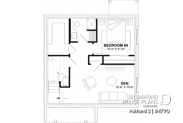 Finished basement - Small 2 story house plan with 3 bedrooms, and laundry room on main floor - Ashland 2